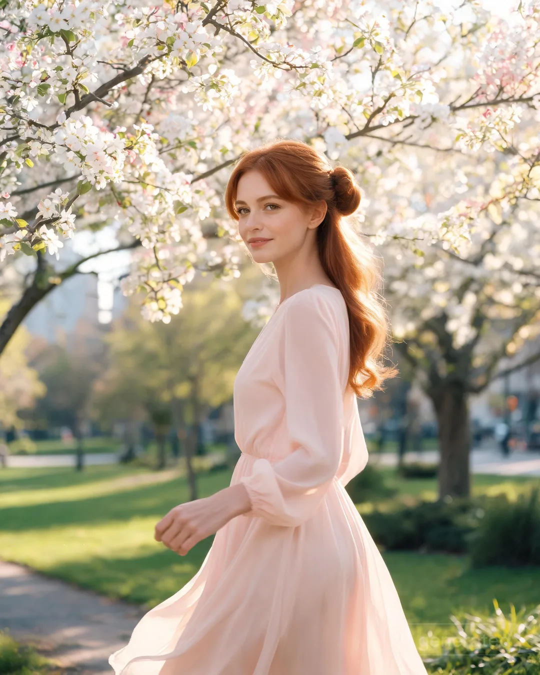 Cora Ashby on a soft afternoon in the park