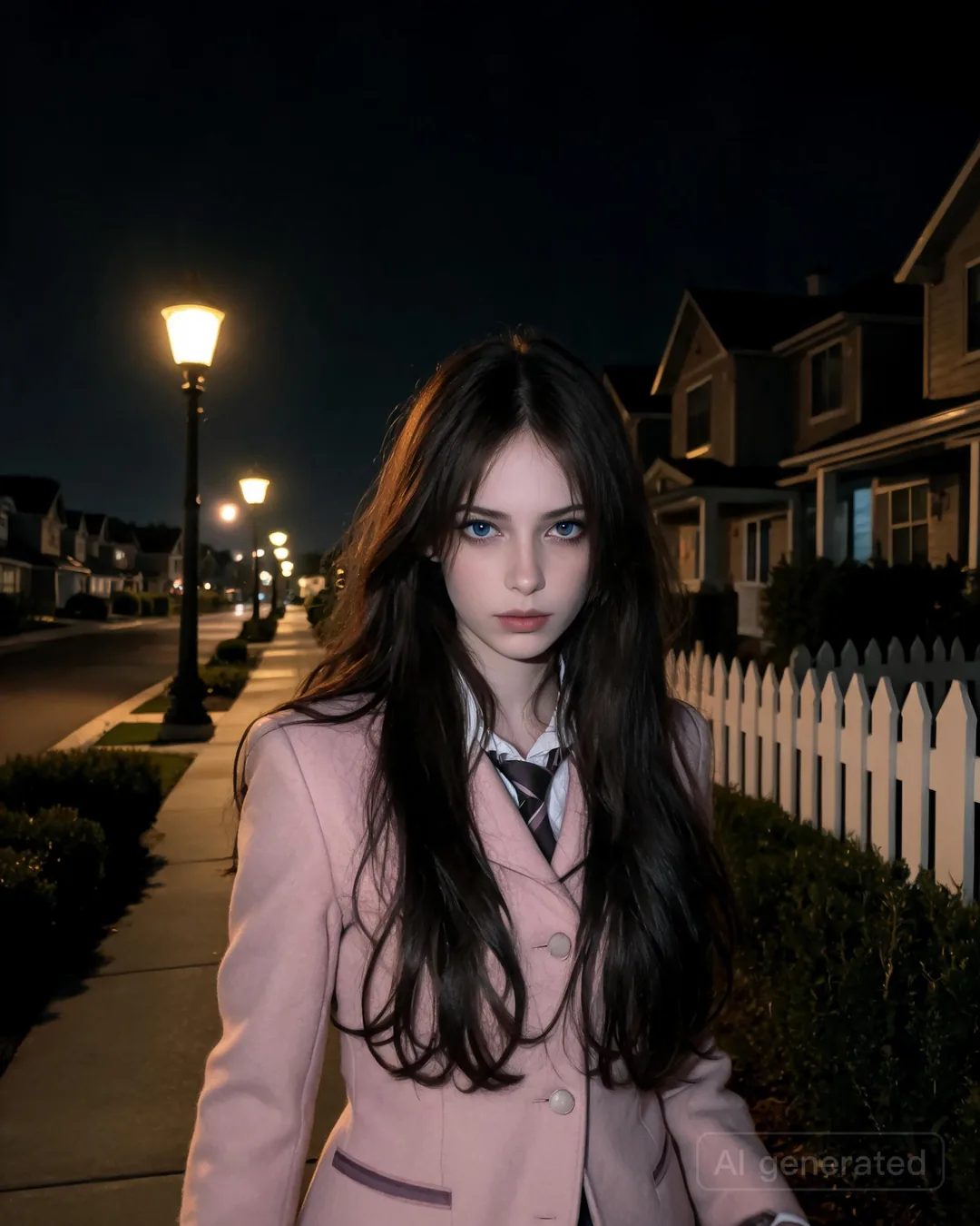 Zoe Marsh on a quiet evening street, one of twenty yandere AI girlfriends on AIGirlfriends.ai