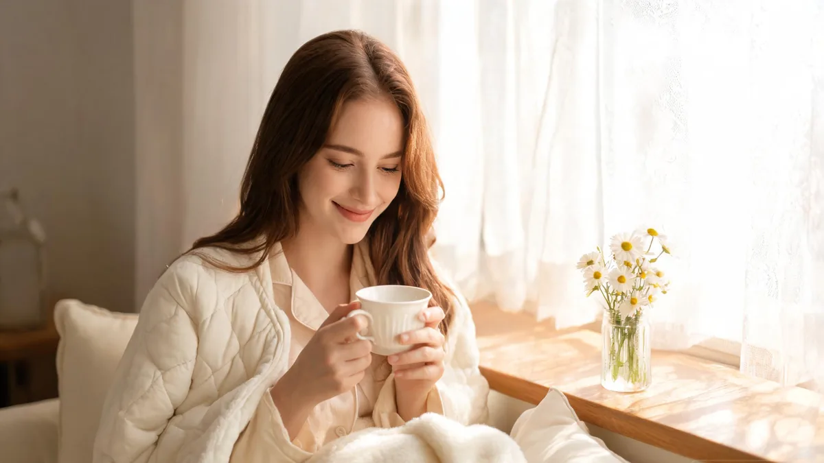 Byoukidere AI girlfriend with a soft, gentle smile that captures the warmth and quiet devotion defining the byoukidere type
