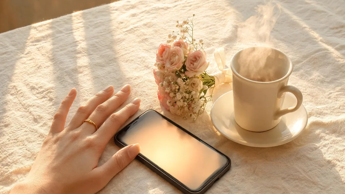 Curvy AI girlfriend companion experienced through a chat app, with warm and body-positive attention any time you reach for your phone