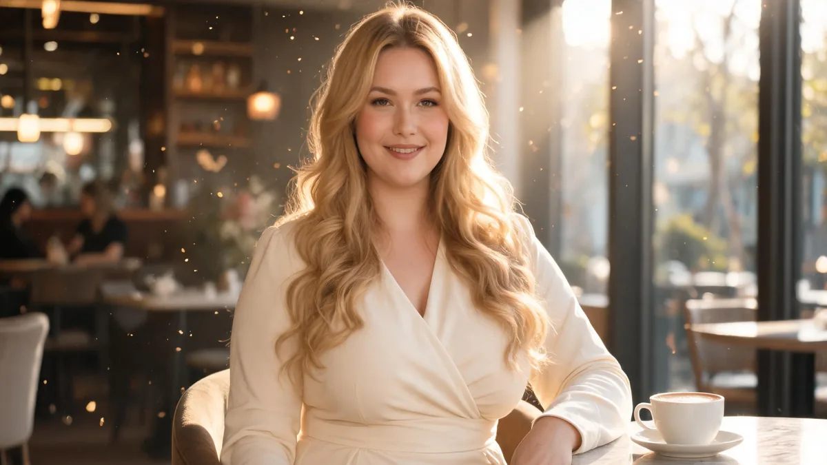 Curvy meaning: the body-positive AI girlfriend look Curvy AI girlfriend with a warm smile and a confident, body-positive presence that captures the meaning of the word curvy