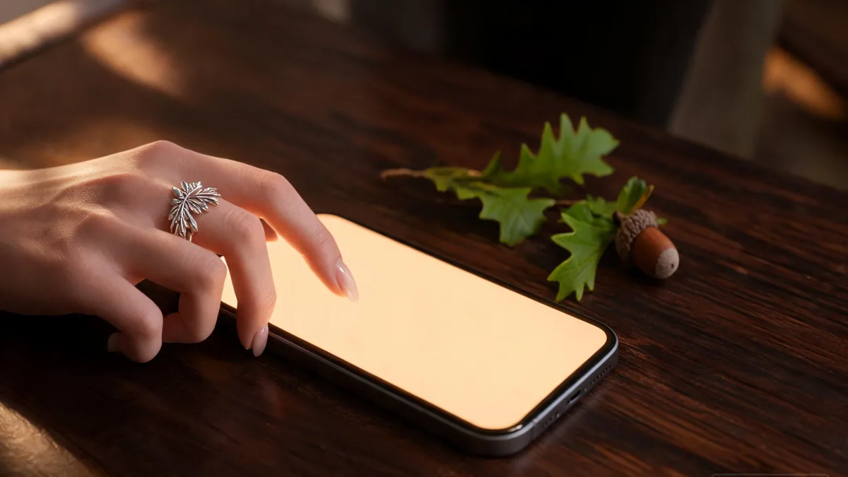 Elf AI girlfriend companion experienced through a chat app, with calm, graceful attention any time you open your phone