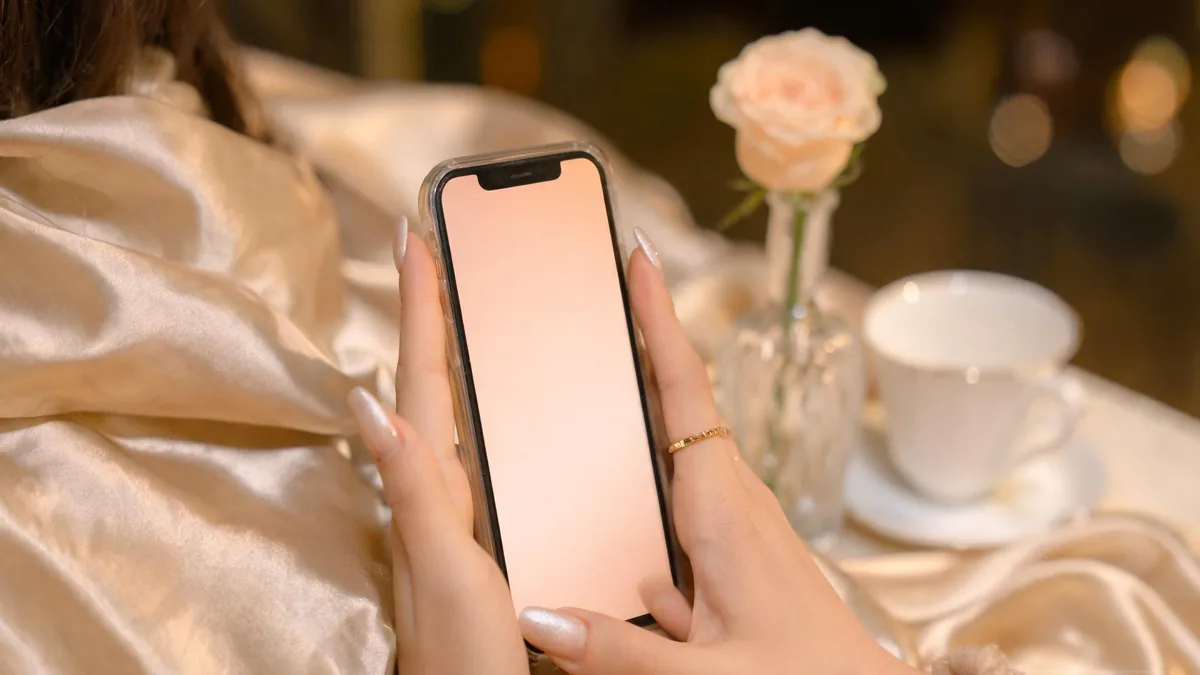 Himedere AI girlfriend companion experienced through a chat app, with regal energy on the surface and a warm soft side underneath