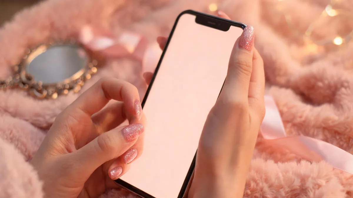 Magical girl AI girlfriend companion experienced through a chat app, with a sparkly wand and warm fairy lights setting the playful mood