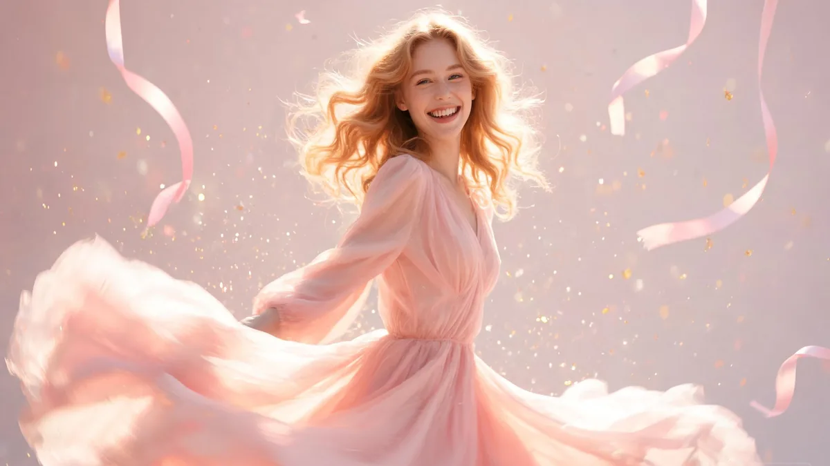 The defining traits of a magical girl, twirling with a sparkly wand in a sunlit park with cherry blossoms