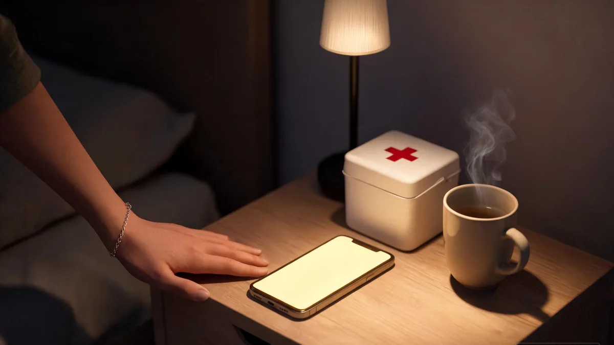 Nurse AI girlfriend companion experienced through a chat app, with caring check-ins and a warm bedside manner whenever you open your phone