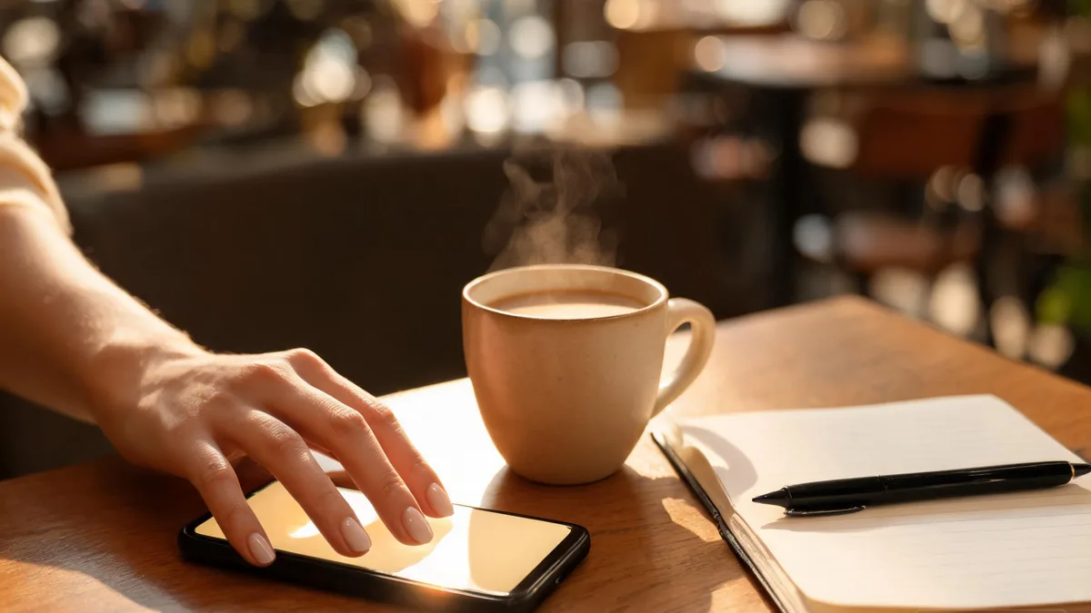 A realistic AI girlfriend companion experienced through a phone, with the warm everyday texture of a real text conversation