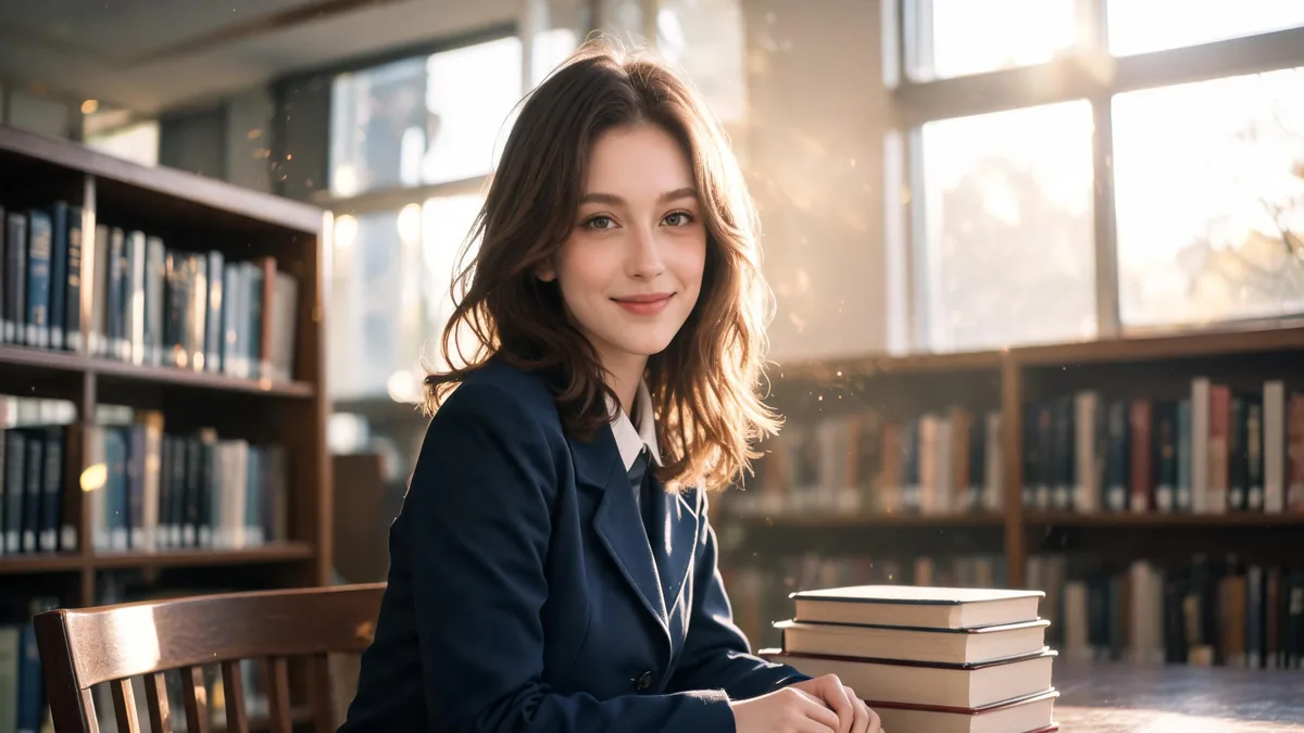 The defining senpai traits, an admired and calmly confident senior figure with gentle mentor energy and a soft smile