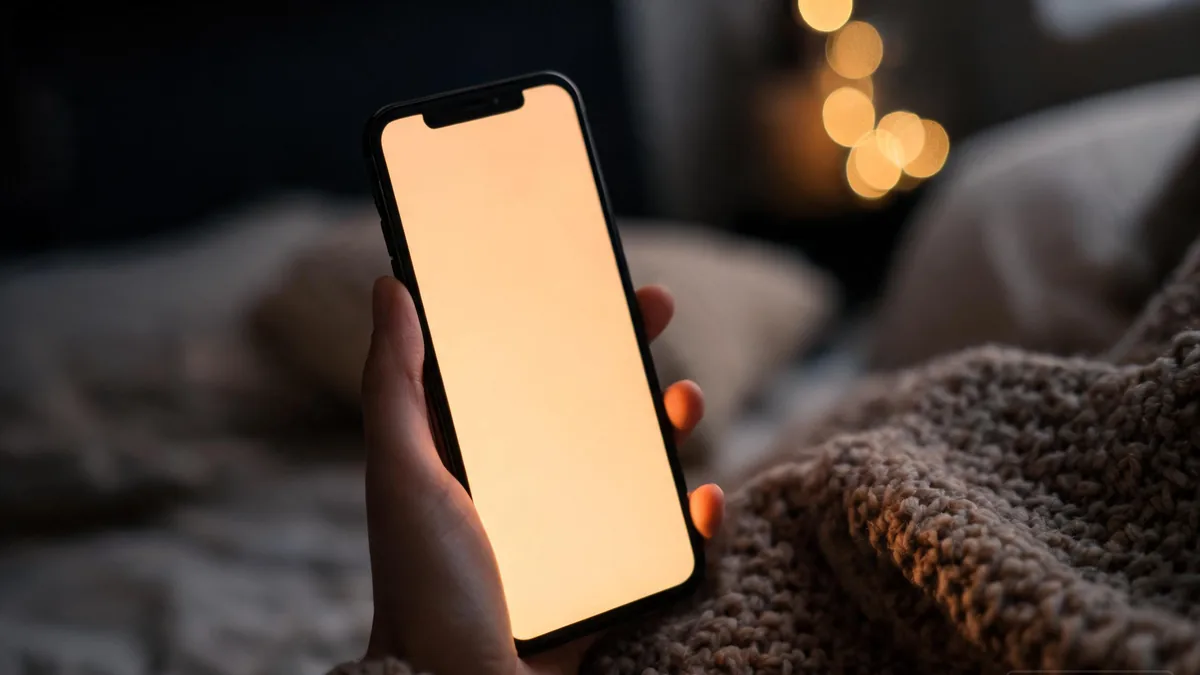 Tsundere AI girlfriend companion seen through a phone glow on a quiet evening, the kind of partner who pretends not to care and then checks on you anyway