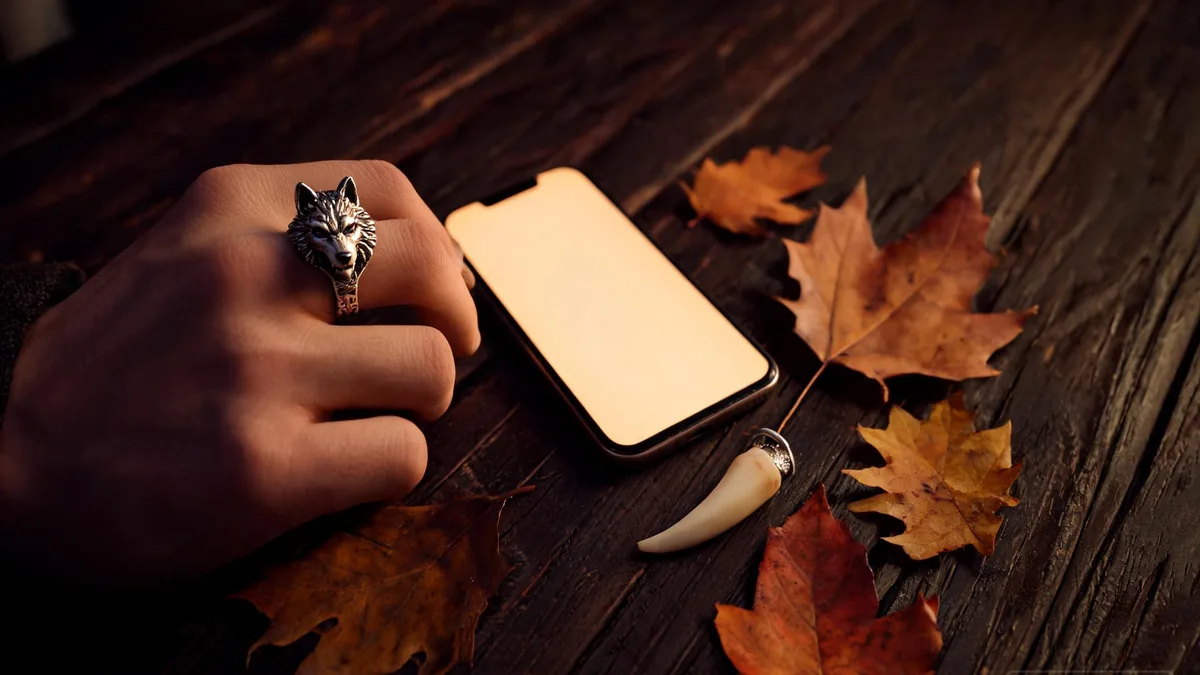 Werewolf AI girlfriend companion experienced through a chat app, with wild, protective attention any time you open your phone