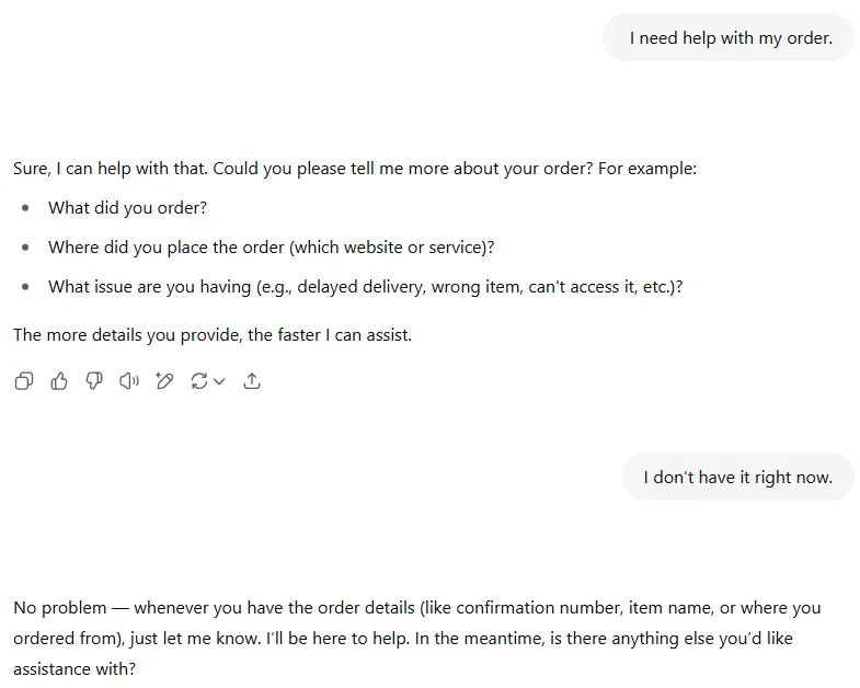 Chatbot response