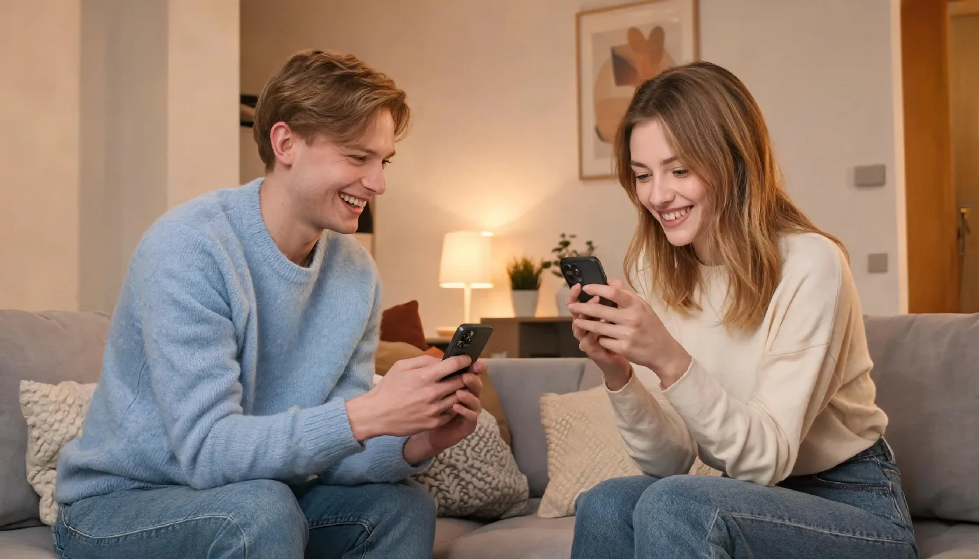 Flirty text examples without going too far, couple playfully texting each other