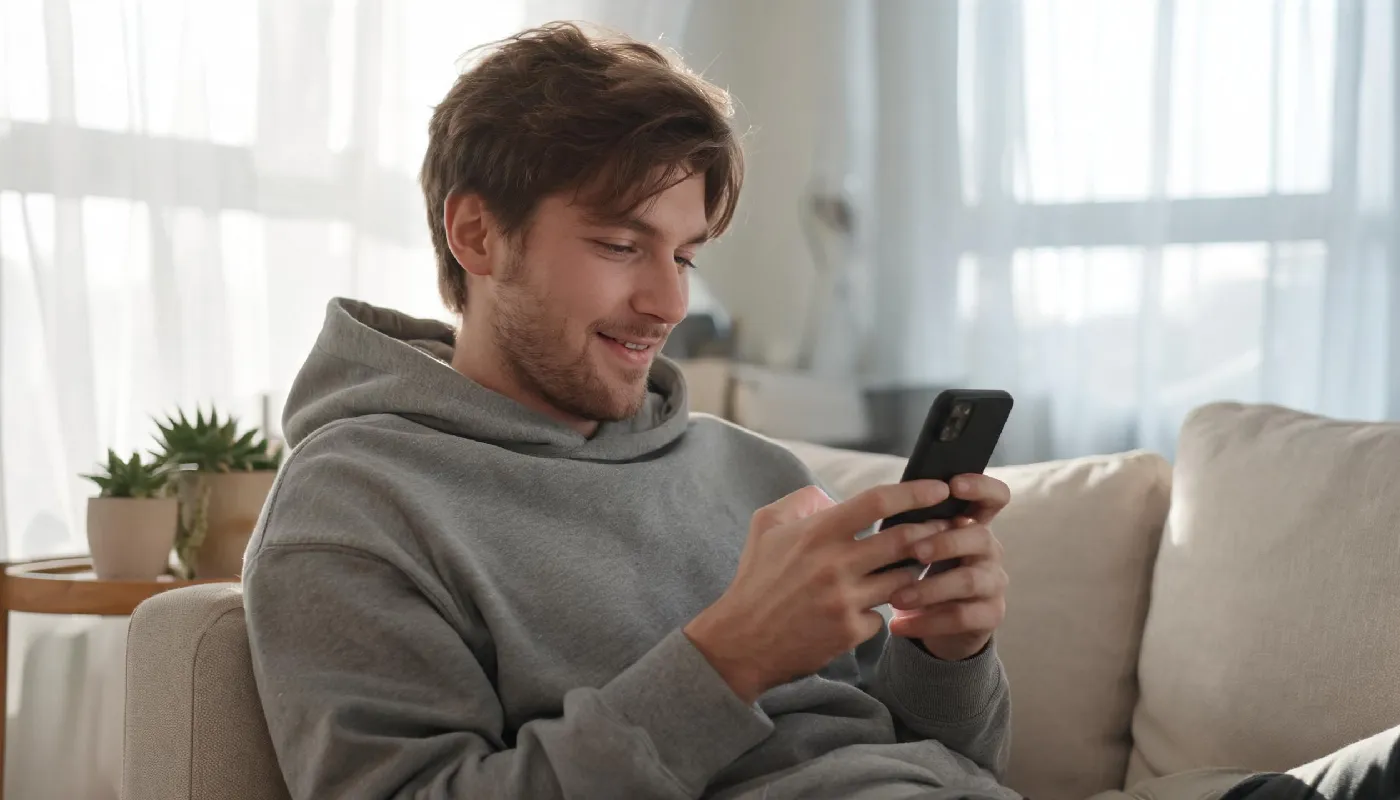 The basics of texting with emojis, man casually typing a message with emojis